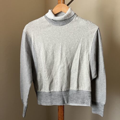 Primary image for Sandro Paris Mock Neck Sweatshirt Womens Size 2 Gray Dolman Sleeves Gray L/S