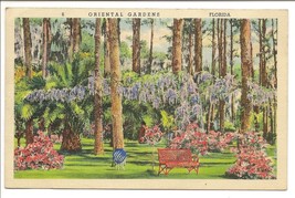 Vintage Florida Postcard 1939 Oriental Gardens, Jacksonville, Florida - $5.35 CAD