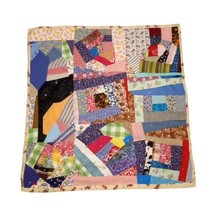 Vtg Multicolor Child Baby Rag Quilt Solid Fabric Back Firetruck Pattern 34&quot;x33&quot; - £24.62 GBP