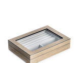 Bey Berk Lacquered Wood Valet Box with Glass Top Slots  Cufflinks Gray  - £62.12 GBP