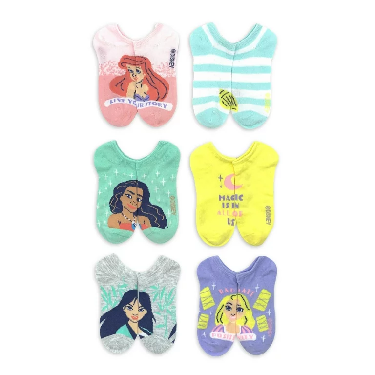 Primary image for Disney Princess Girls No Show Socks Size Small Toddler 6-10.5 Ariel Mulan NEW