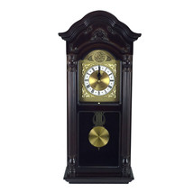 Bedford 25.5&quot; Wall Clock Antique Mahogany Cherry Oak Wood Finish Pendulum Chimes - $134.39