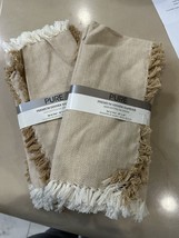 PURE PREMIUM DINNER NAPKINS 8pc SET 20”sq  HERRINGBONE TAN/IVORY 100% CO... - $44.26