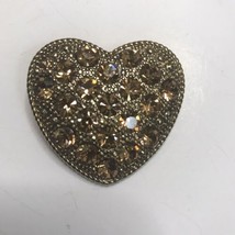 Vintage LC Gold Tone Heart Brooch With Rhinestones - £8.12 GBP