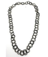 Handmade Spring Ring Infinity Necklace, Black and Silver, 38&quot; New - $440.34 MXN