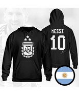 Argentina Messi Champions 3 Stars FIFA World Cup 2022 Black Hoodie  - $68.37 CAD+