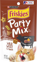 Friskies Party Mix Wild West Crunch Treats - Beef, Liver, &amp; Cheddar Flavors for - £3.89 GBP