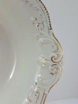 WH Grindley 520 Round Vegetable Bowl 9in White Gold Antique Serving Dish - $56.00