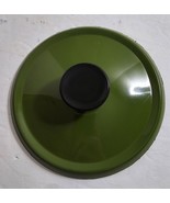 Vintage Green Enamel Black Knob 5 1/8&quot; Round Pot Pan Replacement Lid #23 - $352.39 MXN