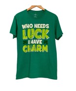Funny T Shirt Green Who Needs Luck I Got Charm Mens Medium St Patricks Day - $191.97 MXN