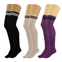 Colorful Thigh High Socks for Women Over The Knee Warm Long Boot Socks 3 Pairs - £12.63 GBP