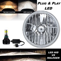 7&quot; Motorcycle Crystal Glass Metal Headlight 12V 12-Volt 40w LED Light Bulb Each - £59.13 GBP