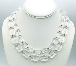 Layered Two Strand Faceted Clear Acrylic Bead Necklace - £15.65 GBP