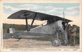 US Army Plane American Aviator French Instructor World War I postcard - $7.43