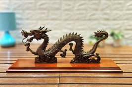 Giant Vintage Brass handmade Dragon Figurine Chinese Feng Shuai Sculpture - £225.83 GBP