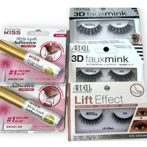 3 sets Ardell Lashes &amp; 2 Kiss Strip Lash Adhesives | 3d Faux Mink, Lift ... - £23.22 GBP