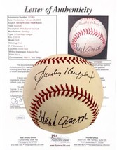 Sandy Koufax &amp; Hank Aaron Autographed Signed Baseball Jsa Loa Dodgers Braves - £675.91 GBP