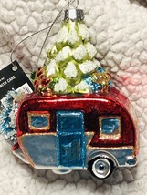 Robert Stanley Christmas Ornament Blown Glass Vintage Camper W/Tree On Roof - £10.90 GBP