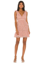 Bardot Roxie Dusty Rose Tiered Layered Mini Dress Lace Shoulder Ties SZ 6-S NWT - $71.20