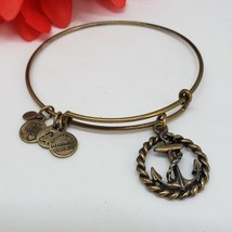 Alex and Ani Anchor Charm Bracelet Brass Tone Signed Designer Stackable ... - £13.39 GBP