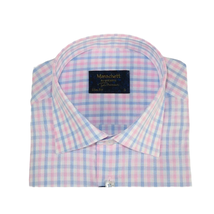 Men 100% Cotton Shirt Manschett Quesste Turkey Slim Fit 6019-01 Pink Checkers image 2