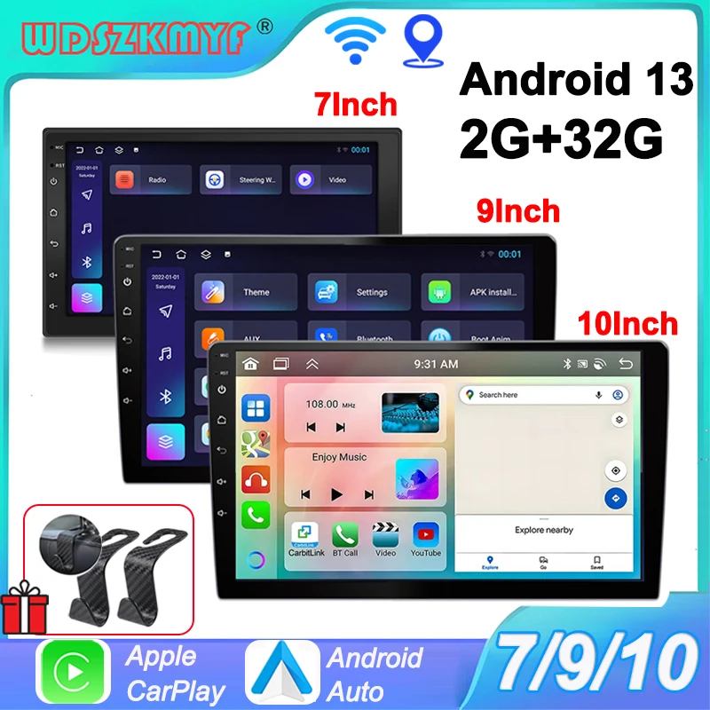 7&quot;/9&quot;/10&quot; Android 13 Car Radio Androidauto Carplay 2 Din GPS Car Audio - £46.06 GBP+
