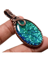 Ammolite Gemstone Handmade Ethnic Copper Wire Wrap Pendant Jewelry 2.20&quot;... - £5.85 GBP