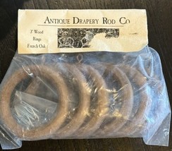 Antique Drapery Rod Co 3&quot; Curtain Rings French Oak RIO16W Set of 7 w/ Cl... - $23.15