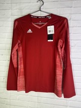 Adidas Volleyball Girls Long Sleeve Shirt Fitted Climalite Red Size L - $17.33