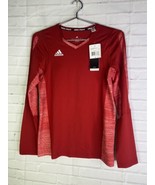 Adidas Volleyball Girls Long Sleeve Shirt Fitted Climalite Red Size L - $17.33