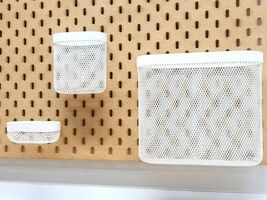 IKEA SKADIS Set of 3 Baskets Storage Mesh White New - $27.99