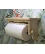 Paper towel holder shelf wall solid wood unfinished with crown - £48.73 GBP