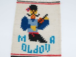 Original Hand Made Woven Mini Rug Wall Hanging Tapestry Moldova Fiddler ... - $9.99