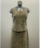 CO Women&#39;s Vintage Floral 2 Piece Skirt &amp; Top Size 16 Beige Lined Polyes... - $152.80 MXN