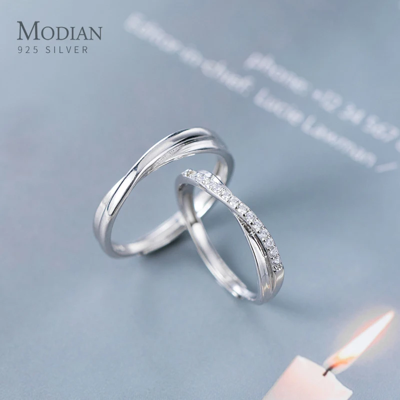 Modian Romantic Engagement Couple Rings for Men and Women 925 Sterling Silver Sh - $27.74