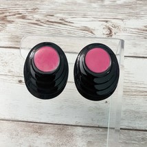 Vintage Clip On Earrings Dark Pink &amp; Black Oval 1.25&quot; - £11.00 GBP