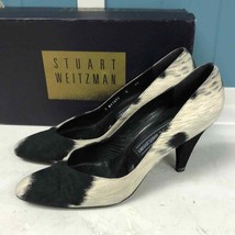 Vtg Stuart Weitzman JOY faux suede black white pumps women’s size 8AA - £39.54 GBP