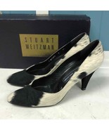 Vtg Stuart Weitzman JOY faux suede black white pumps women’s size 8AA - £39.73 GBP