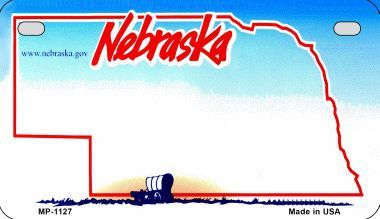 Nebraska State Background Metal Novelty Motorcycle License Plate