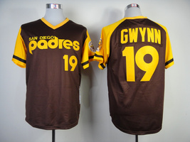 Padres #19 Tony Gwynn Jersey Old Style Uniform Brown - £35.85 GBP