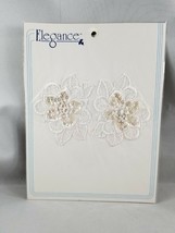 Elegance Sequined Flower Sewing Beaded Applique Motif Daisy White Set of 2 - £5.35 GBP