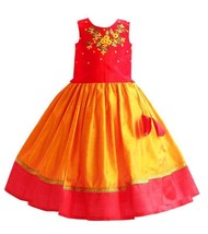 cotton silk lehenga choli for kids girls readymade stiched Yellow &amp; Red - £35.71 GBP
