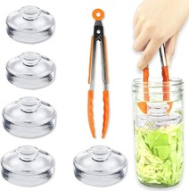 Glass Fermentation Weights with Grip Handle for Wide Mouth Mason Jars 5Pack NEW - £18.98 GBP