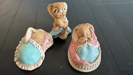 3 PENDELFIN HAND PAINTED STONECRAFT POPPET , Snuggles And Totty 1964 - $21.00