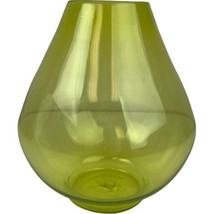 Hennepin Made Art Glass Yellow Tear Drop Vase 9 1/2” x 8” Hand Blown - £26.16 GBP