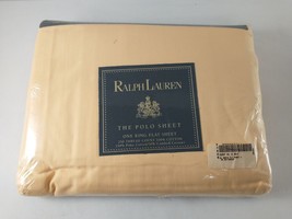 Vintage Ralph Lauren The Polo Sheet Buttercup King Flat Cotton Bed Sheet New! - £63.14 GBP