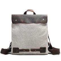 2022 New Men Bag Preppy Style Vintage Solid Color Wear Resistant Canvas Backpack - £82.86 GBP
