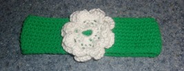 Handmade Crocheted Green Flower Design Dog Collar LARGE Pembroke Welsh Corgi - $10.99