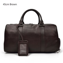 Men Genuine Leather Travel Bag Duffel Large Capacity Travel Handbag Black Man We - £243.70 GBP