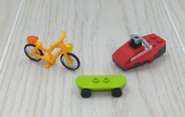 Lego minifigure  ride ons yellow bike green skateboard - £6.11 GBP